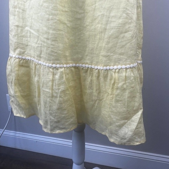 Lilly Pulitzer Cormick Yellow Linen Dress Size 6 Tie Shoulder Summer Beach - Picture 7 of 16
